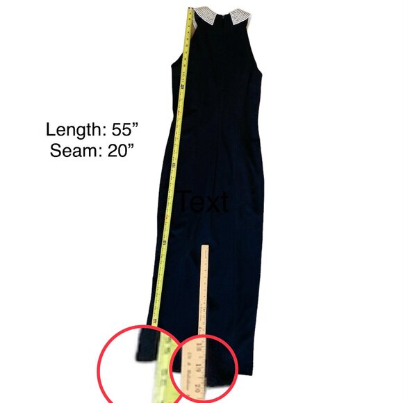 VTG Alex Evenings Black Halter Formal Gown Sz 8 Sheath Maxi Dress Pearl Collar - Picture 17 of 17